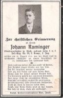 Sterbebild Raminger Johann, Ried